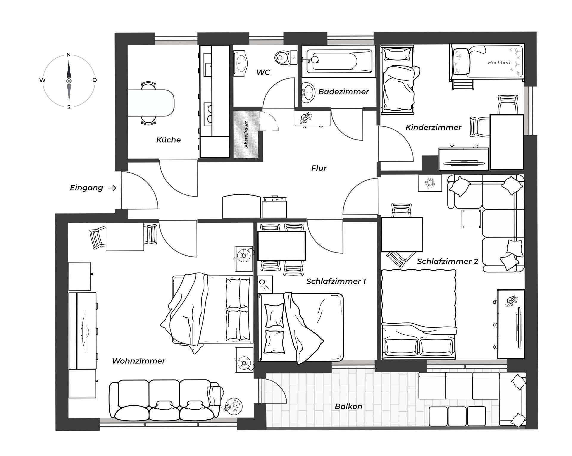 Ferienwohnung Park und Meer - Grundriss